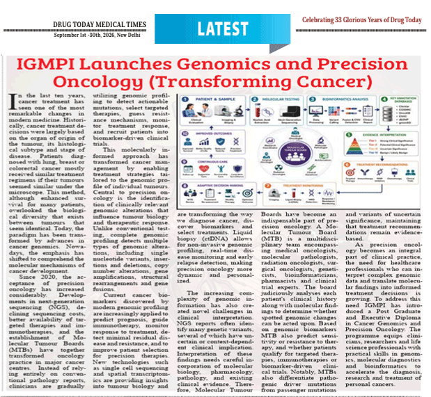 IGMPI Launches Genomics and Precision  Oncology (Transforming Cancer)