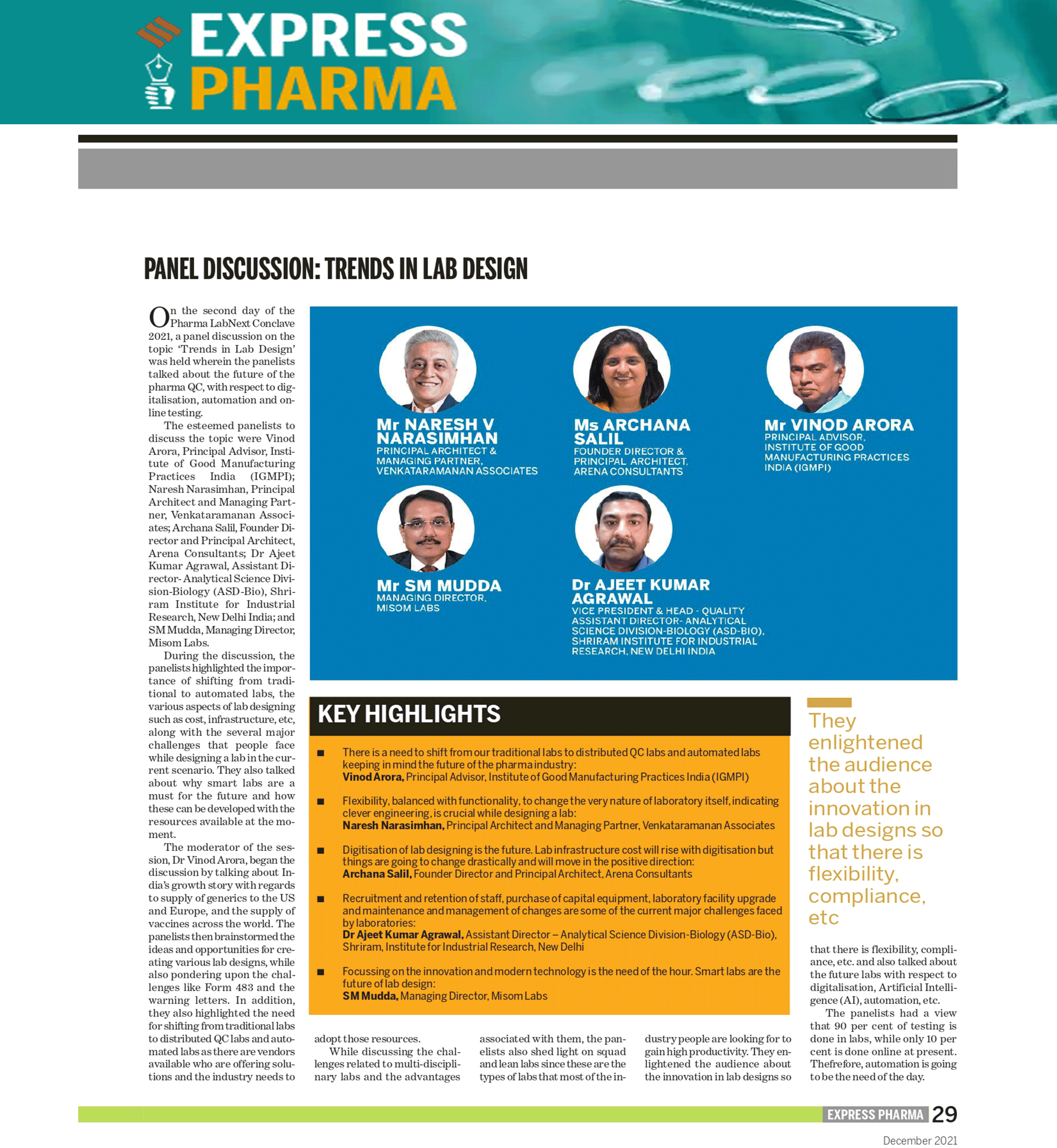 Panel Discussion: Trands in Lab Design