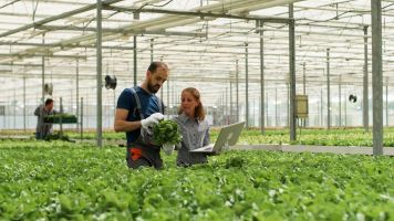 Students participating in sustainable agriculture practices 